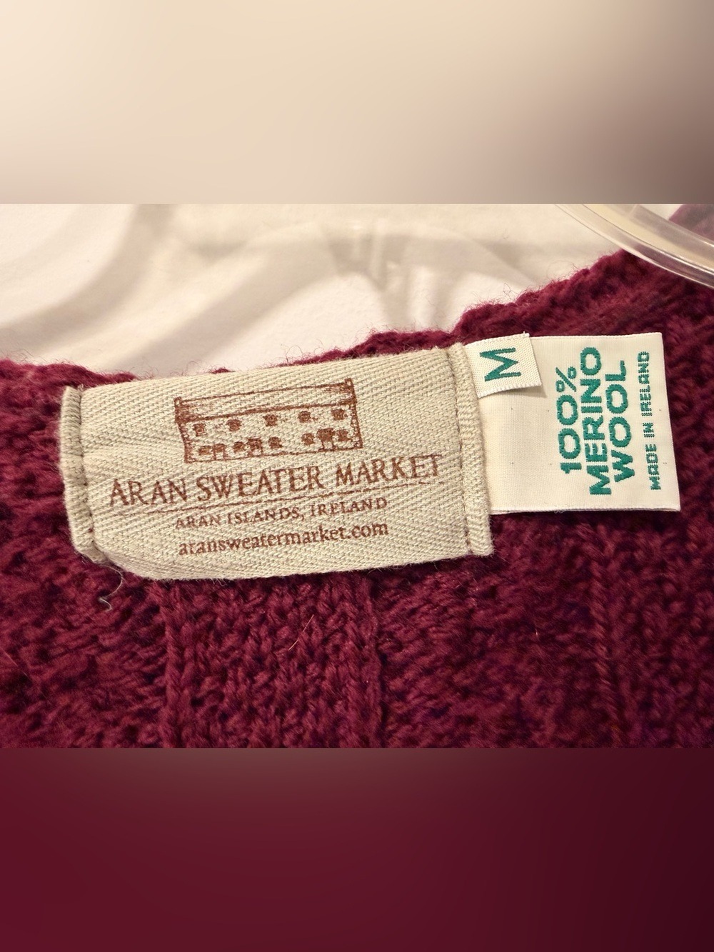 Aran Sweater Market Women's Full Zip Cable Knit Merlot Hooded Coatigan Medium - Picture 10 of 11